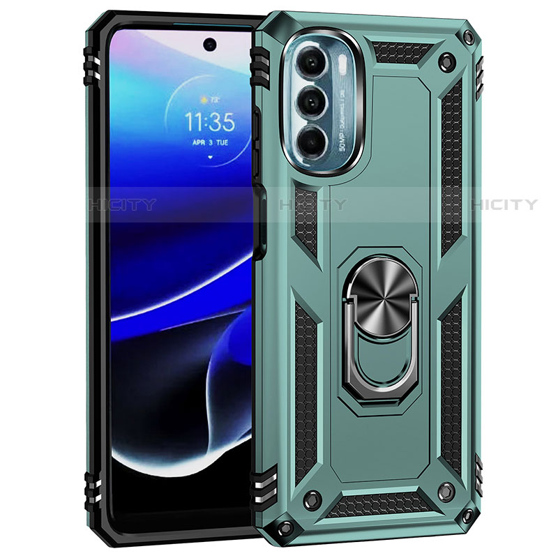 Custodia Silicone e Plastica Opaca Cover con Magnetico Anello Supporto per Motorola Moto G 5G (2022) Verde