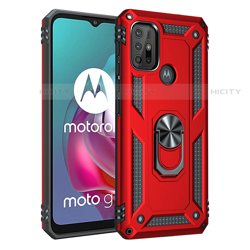 Custodia Silicone e Plastica Opaca Cover con Magnetico Anello Supporto per Motorola Moto G10