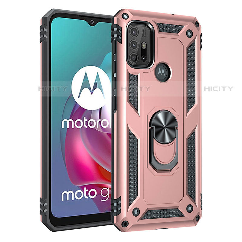 Custodia Silicone e Plastica Opaca Cover con Magnetico Anello Supporto per Motorola Moto G10 Power