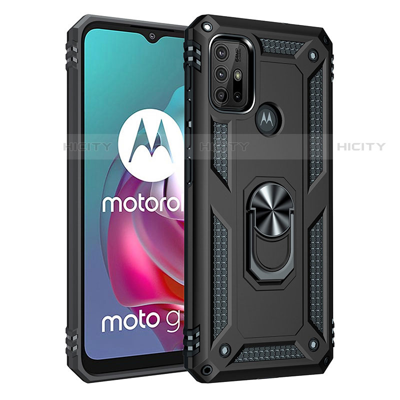 Custodia Silicone e Plastica Opaca Cover con Magnetico Anello Supporto per Motorola Moto G30