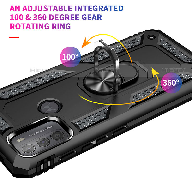 Custodia Silicone e Plastica Opaca Cover con Magnetico Anello Supporto per Motorola Moto G50