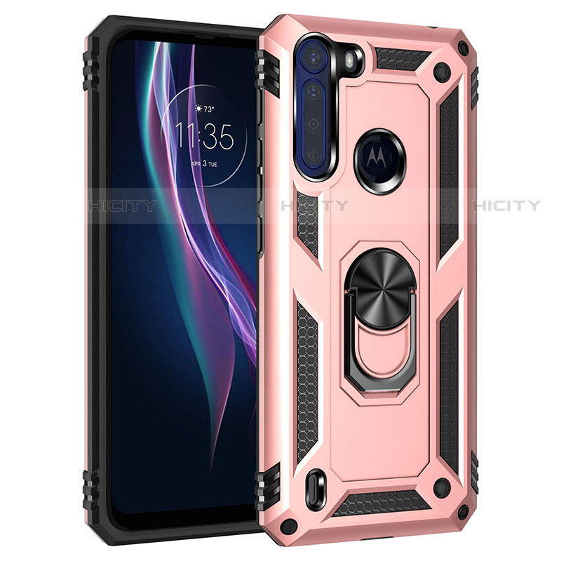 Custodia Silicone e Plastica Opaca Cover con Magnetico Anello Supporto per Motorola Moto One Fusion