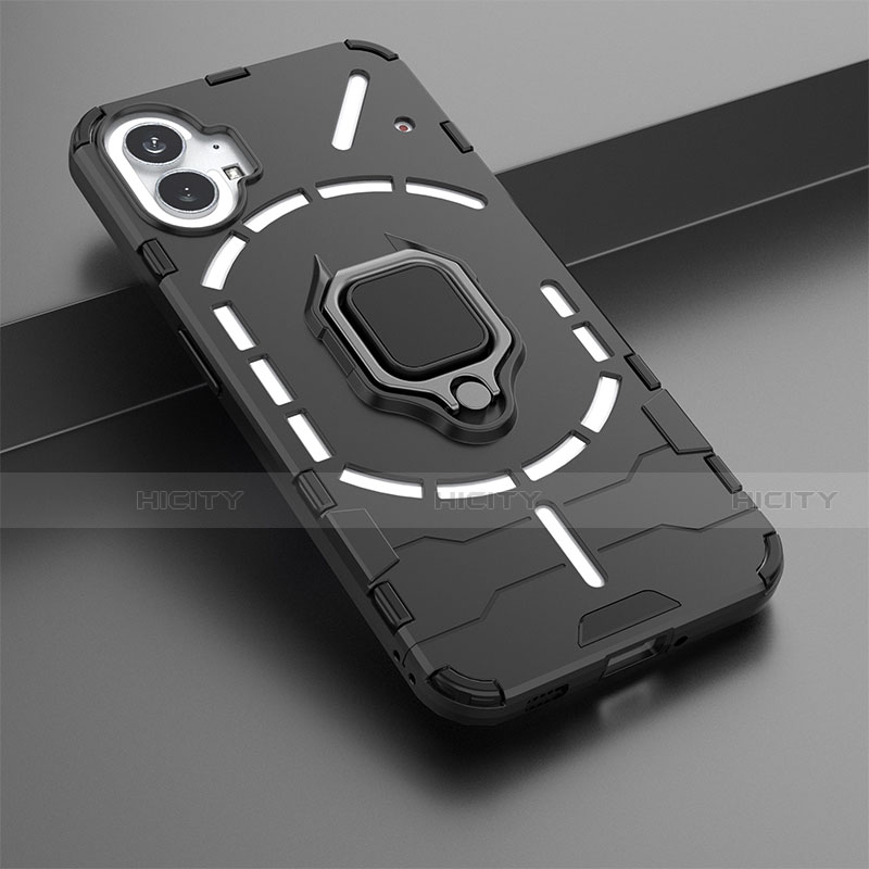 Custodia Silicone e Plastica Opaca Cover con Magnetico Anello Supporto per Nothing Phone 1