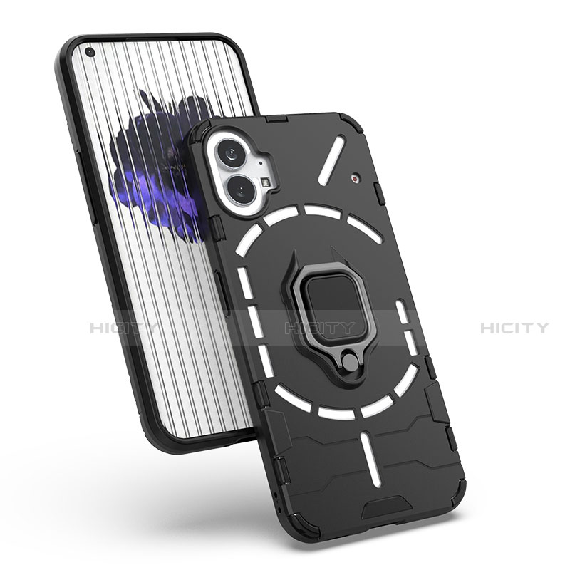 Custodia Silicone e Plastica Opaca Cover con Magnetico Anello Supporto per Nothing Phone 1