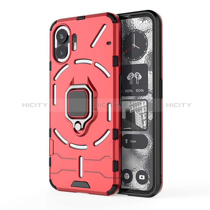 Custodia Silicone e Plastica Opaca Cover con Magnetico Anello Supporto per Nothing Phone 2