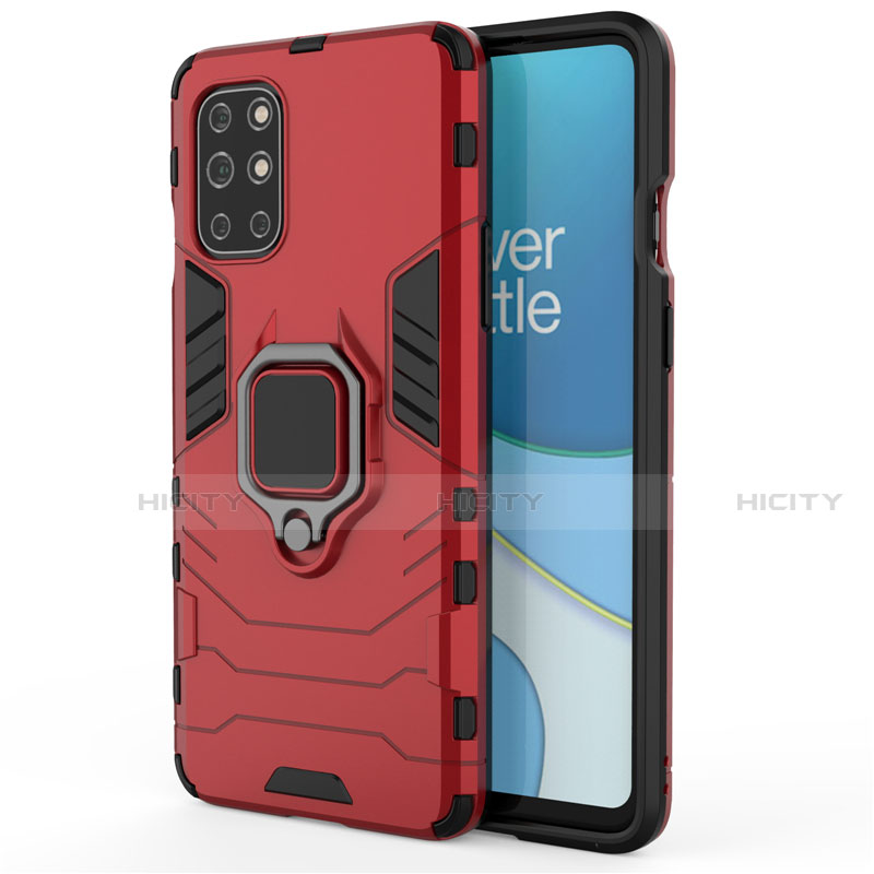 Custodia Silicone e Plastica Opaca Cover con Magnetico Anello Supporto per OnePlus 8T 5G Rosso