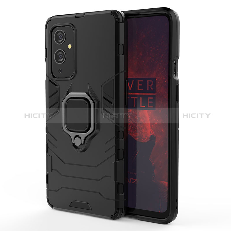 Custodia Silicone e Plastica Opaca Cover con Magnetico Anello Supporto per OnePlus 9 5G