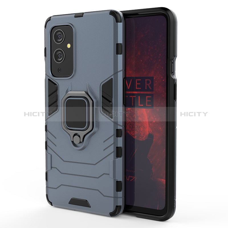 Custodia Silicone e Plastica Opaca Cover con Magnetico Anello Supporto per OnePlus 9 5G