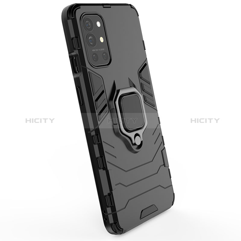 Custodia Silicone e Plastica Opaca Cover con Magnetico Anello Supporto per OnePlus 9R 5G