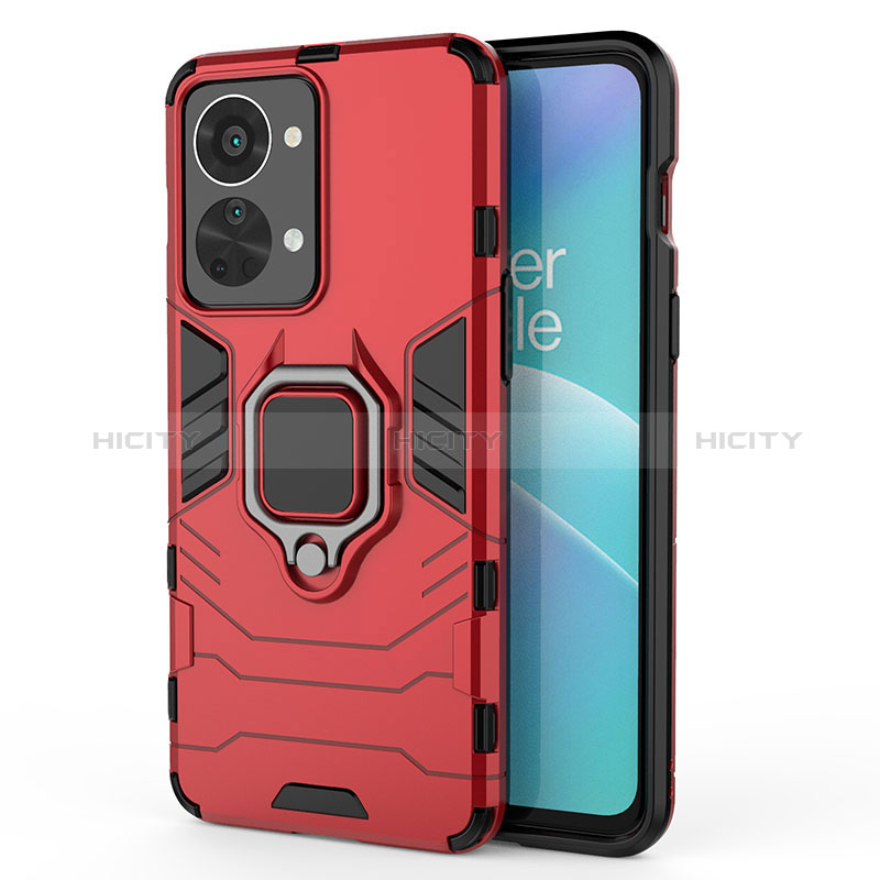 Custodia Silicone e Plastica Opaca Cover con Magnetico Anello Supporto per OnePlus Nord 2T 5G