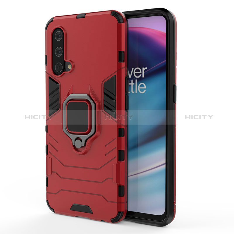 Custodia Silicone e Plastica Opaca Cover con Magnetico Anello Supporto per OnePlus Nord CE 5G