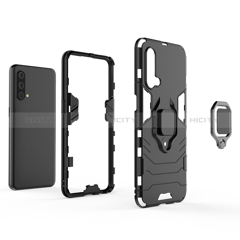 Custodia Silicone e Plastica Opaca Cover con Magnetico Anello Supporto per OnePlus Nord CE 5G