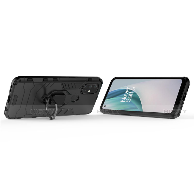 Custodia Silicone e Plastica Opaca Cover con Magnetico Anello Supporto per OnePlus Nord N10 5G