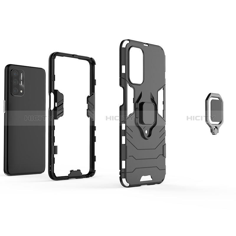 Custodia Silicone e Plastica Opaca Cover con Magnetico Anello Supporto per Oppo A74 5G