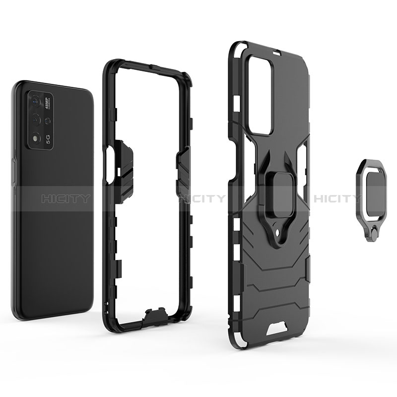 Custodia Silicone e Plastica Opaca Cover con Magnetico Anello Supporto per Oppo A93s 5G