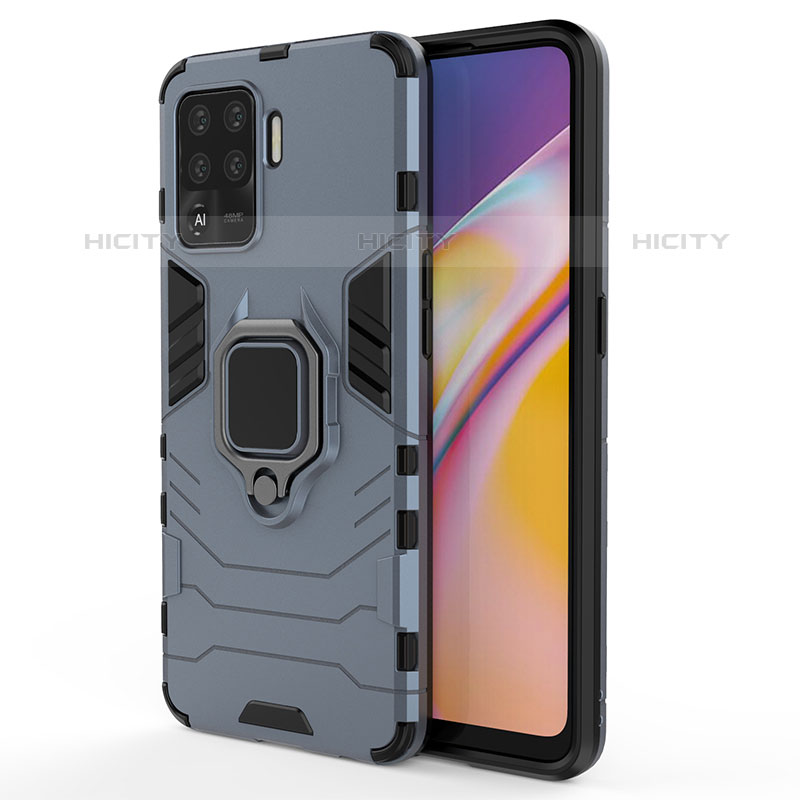 Custodia Silicone e Plastica Opaca Cover con Magnetico Anello Supporto per Oppo F19 Pro