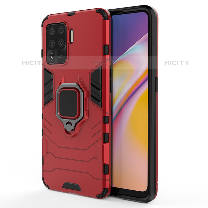 Custodia Silicone e Plastica Opaca Cover con Magnetico Anello Supporto per Oppo F19 Pro