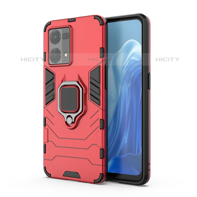 Custodia Silicone e Plastica Opaca Cover con Magnetico Anello Supporto per Oppo F21s Pro 4G Rosso