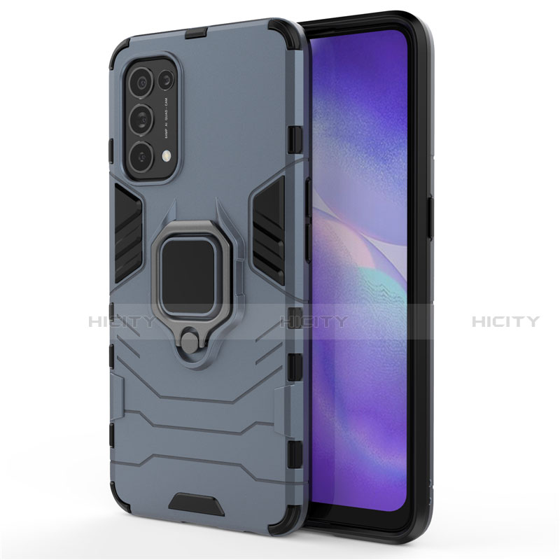 Custodia Silicone e Plastica Opaca Cover con Magnetico Anello Supporto per Oppo Find X3 Lite 5G Blu