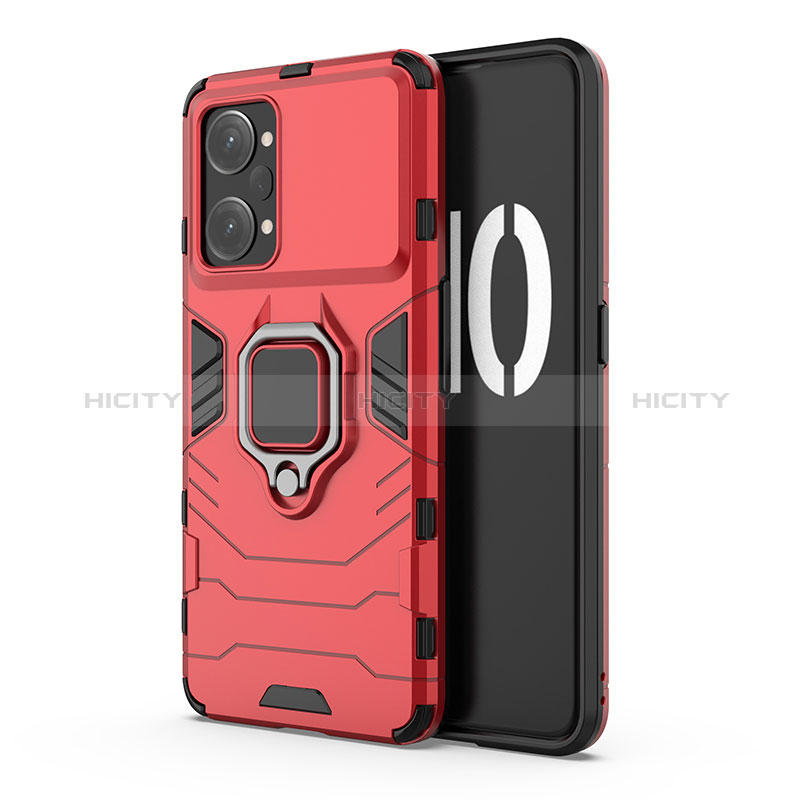 Custodia Silicone e Plastica Opaca Cover con Magnetico Anello Supporto per Oppo K10 Pro 5G Rosso