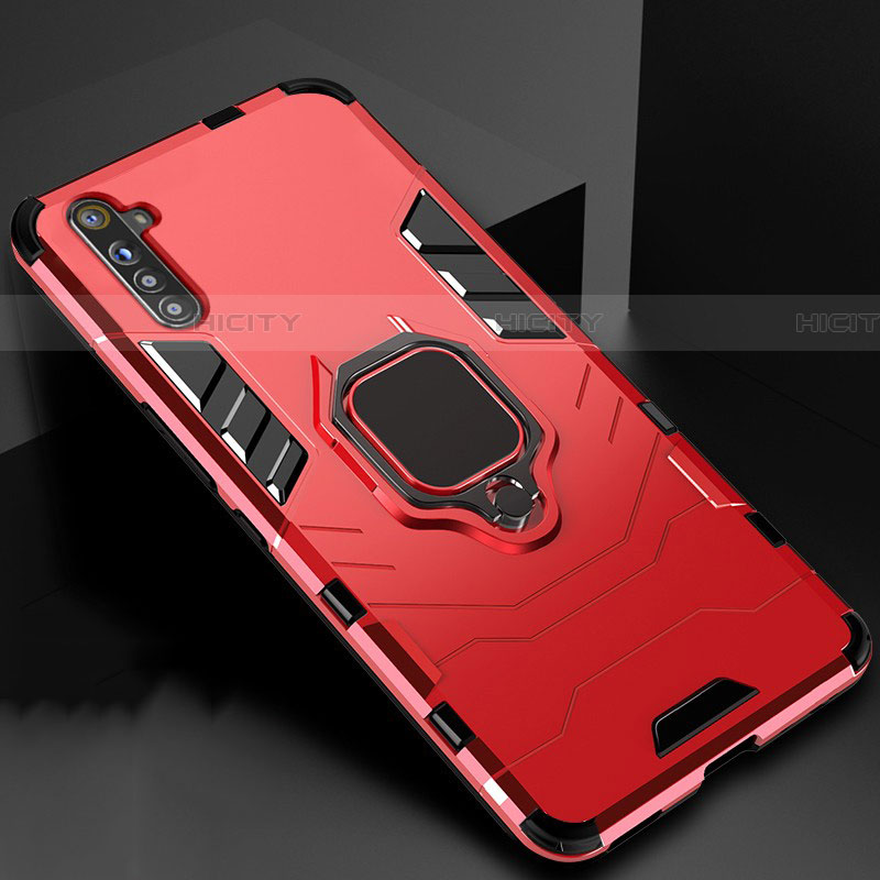 Custodia Silicone e Plastica Opaca Cover con Magnetico Anello Supporto per Oppo K5 Rosso