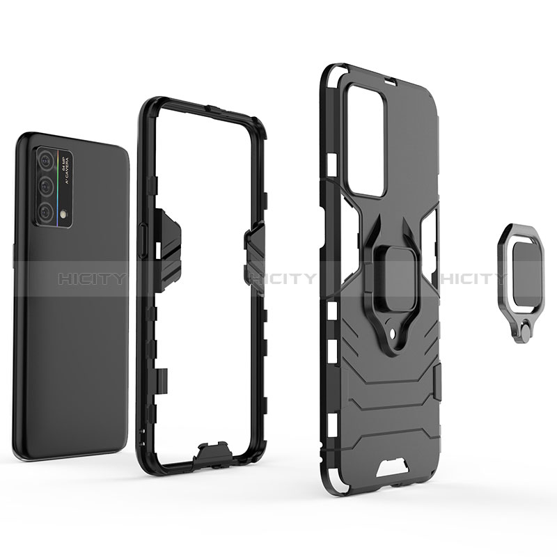 Custodia Silicone e Plastica Opaca Cover con Magnetico Anello Supporto per Oppo K9 5G