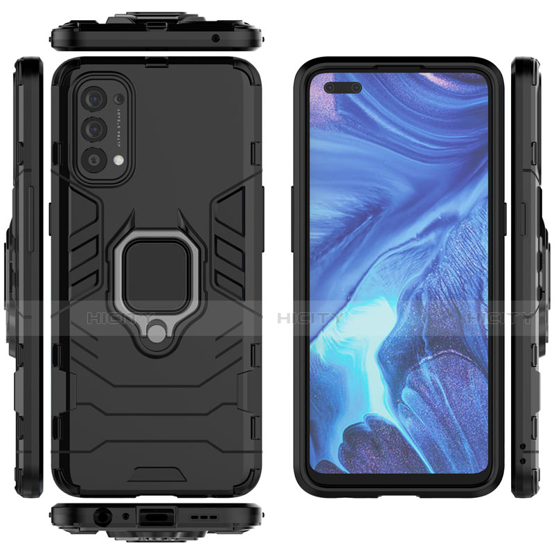 Custodia Silicone e Plastica Opaca Cover con Magnetico Anello Supporto per Oppo Reno4 4G