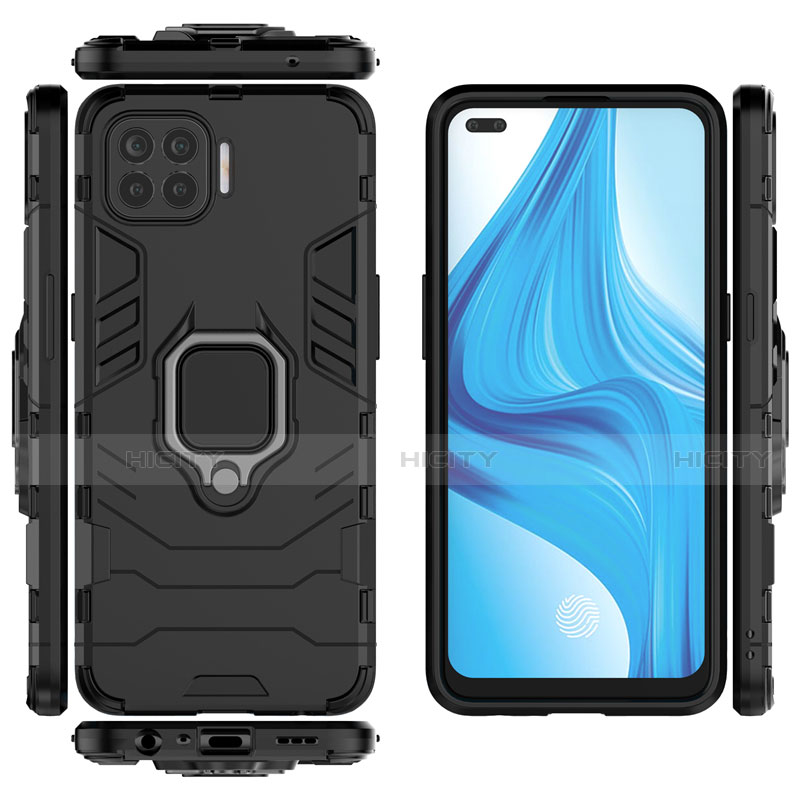 Custodia Silicone e Plastica Opaca Cover con Magnetico Anello Supporto per Oppo Reno4 Lite