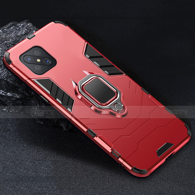 Custodia Silicone e Plastica Opaca Cover con Magnetico Anello Supporto per Oppo Reno4 Z 5G Rosso