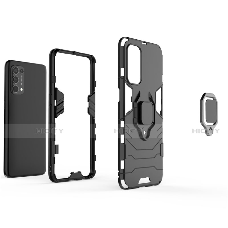 Custodia Silicone e Plastica Opaca Cover con Magnetico Anello Supporto per Oppo Reno5 5G