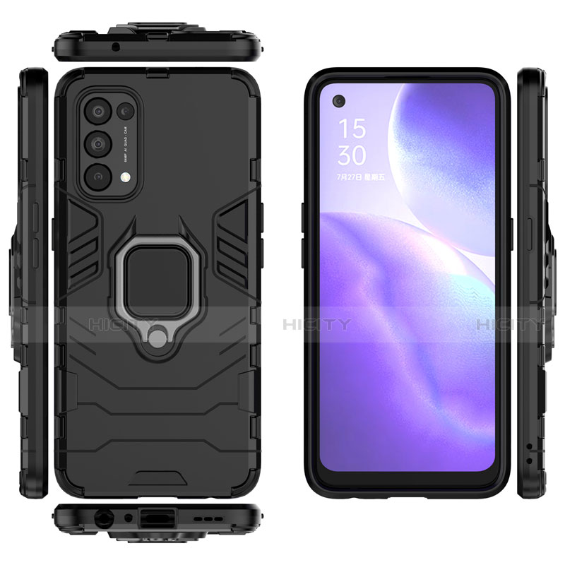 Custodia Silicone e Plastica Opaca Cover con Magnetico Anello Supporto per Oppo Reno5 5G