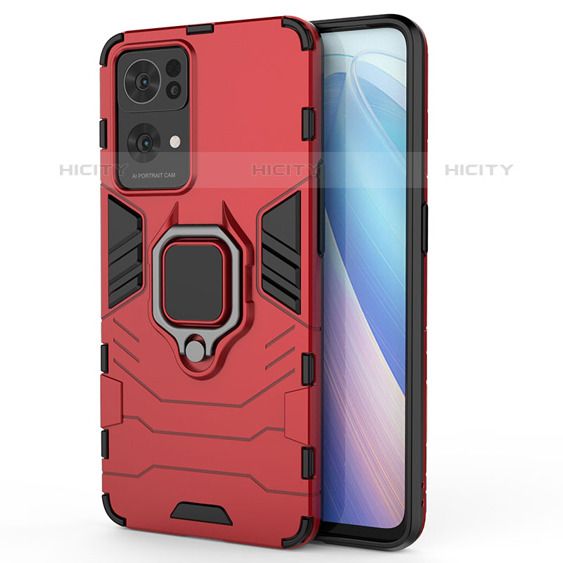 Custodia Silicone e Plastica Opaca Cover con Magnetico Anello Supporto per Oppo Reno7 Pro 5G