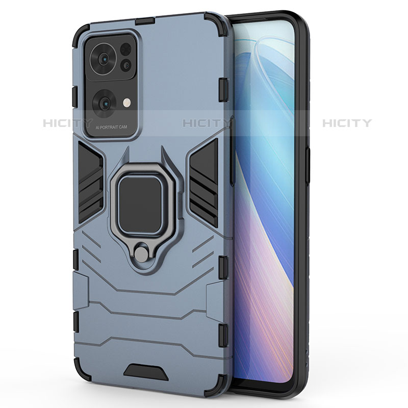 Custodia Silicone e Plastica Opaca Cover con Magnetico Anello Supporto per Oppo Reno7 Pro 5G