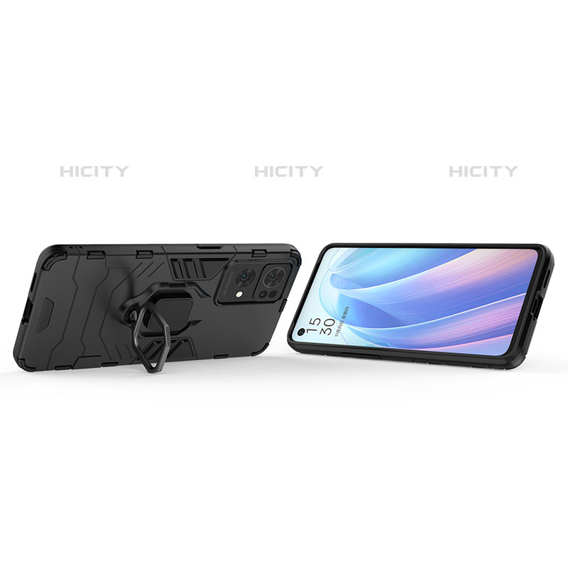 Custodia Silicone e Plastica Opaca Cover con Magnetico Anello Supporto per Oppo Reno7 Pro 5G