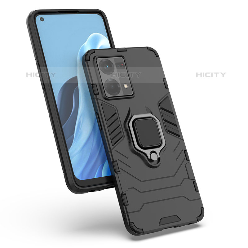 Custodia Silicone e Plastica Opaca Cover con Magnetico Anello Supporto per Oppo Reno8 4G