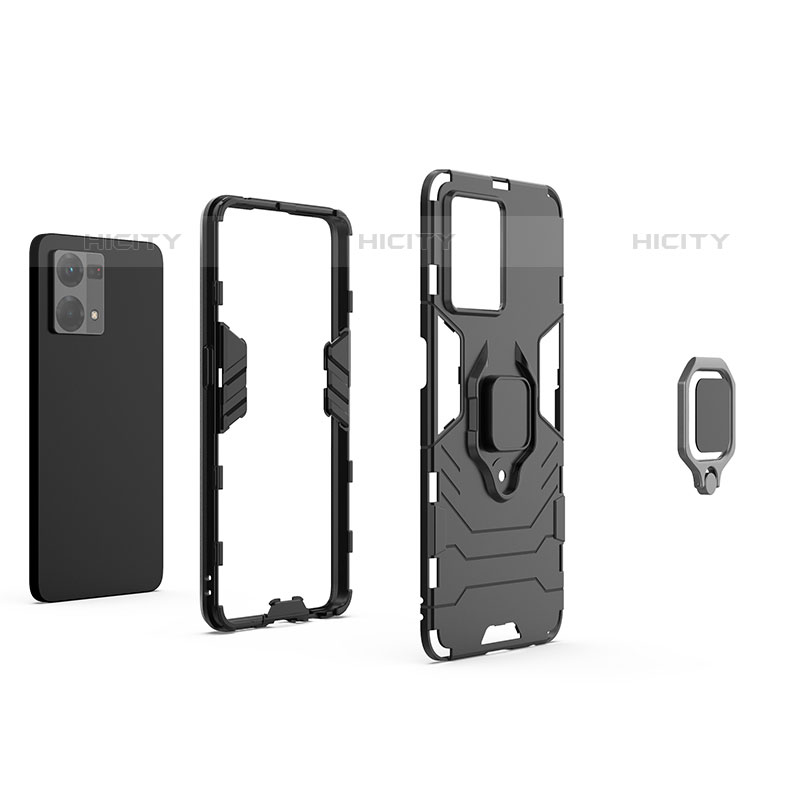 Custodia Silicone e Plastica Opaca Cover con Magnetico Anello Supporto per Oppo Reno8 4G