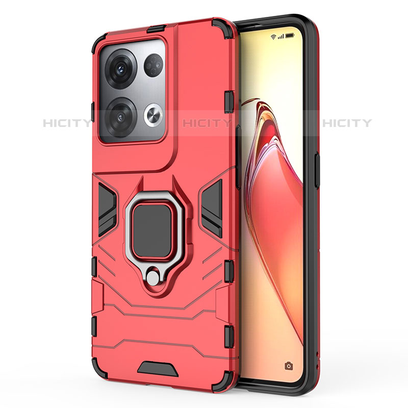 Custodia Silicone e Plastica Opaca Cover con Magnetico Anello Supporto per Oppo Reno8 Pro+ Plus 5G