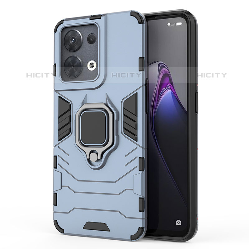 Custodia Silicone e Plastica Opaca Cover con Magnetico Anello Supporto per Oppo Reno9 Pro 5G Blu