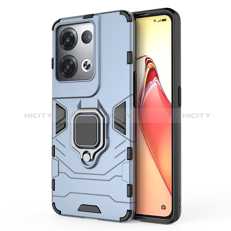 Custodia Silicone e Plastica Opaca Cover con Magnetico Anello Supporto per Oppo Reno9 Pro+ Plus 5G