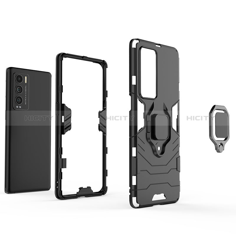 Custodia Silicone e Plastica Opaca Cover con Magnetico Anello Supporto per Realme GT Master Explorer 5G