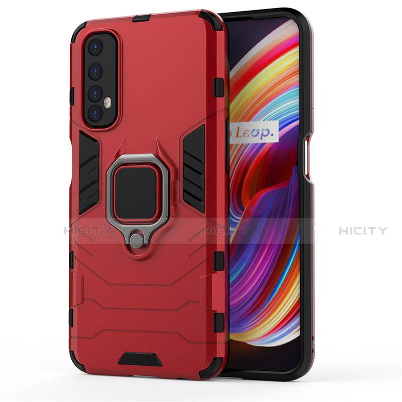 Custodia Silicone e Plastica Opaca Cover con Magnetico Anello Supporto per Realme Narzo 20 Pro Rosso