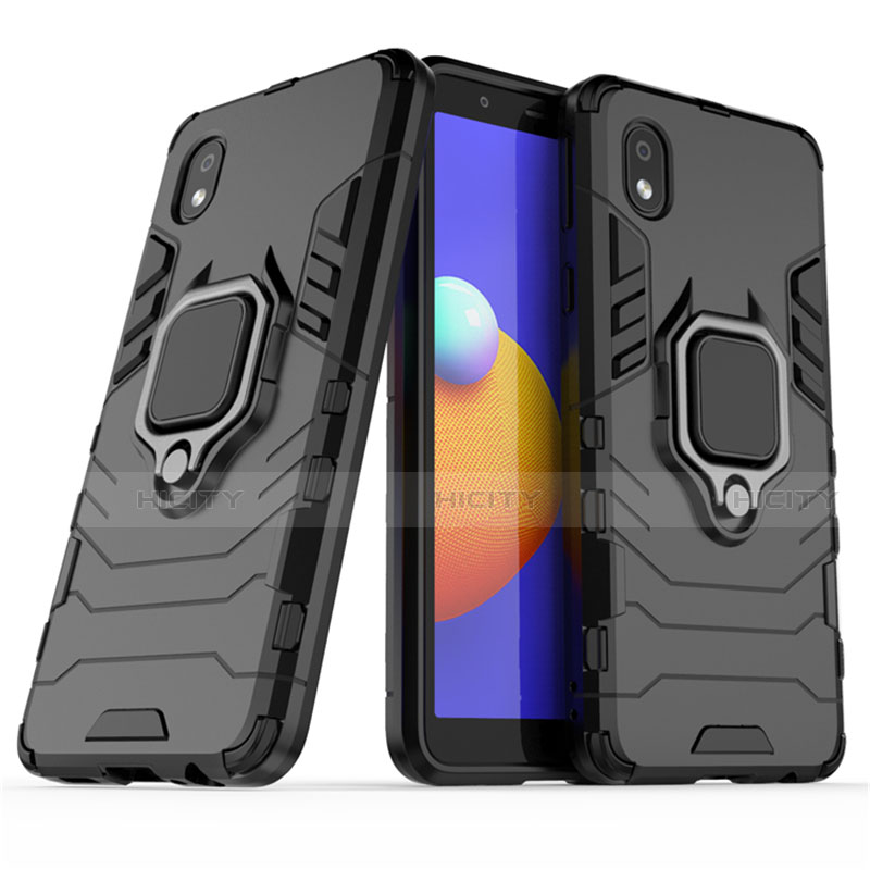 Custodia Silicone e Plastica Opaca Cover con Magnetico Anello Supporto per Samsung Galaxy A01 Core