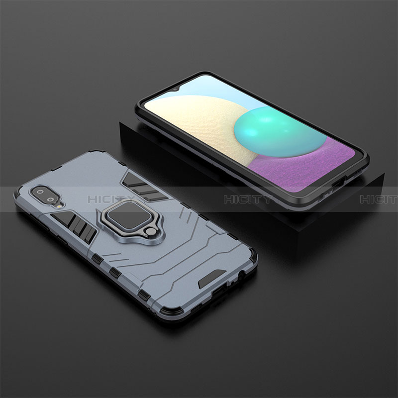 Custodia Silicone e Plastica Opaca Cover con Magnetico Anello Supporto per Samsung Galaxy A02