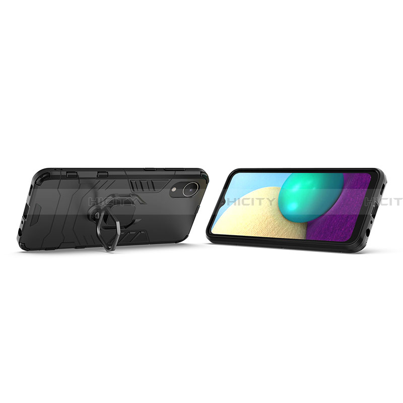 Custodia Silicone e Plastica Opaca Cover con Magnetico Anello Supporto per Samsung Galaxy A03 Core