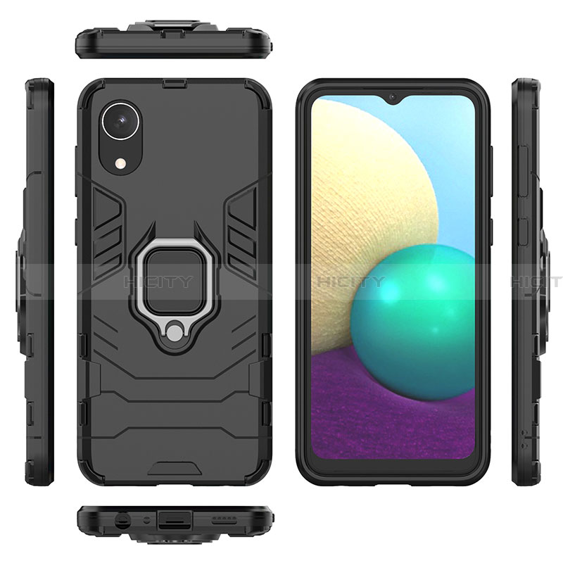 Custodia Silicone e Plastica Opaca Cover con Magnetico Anello Supporto per Samsung Galaxy A03 Core