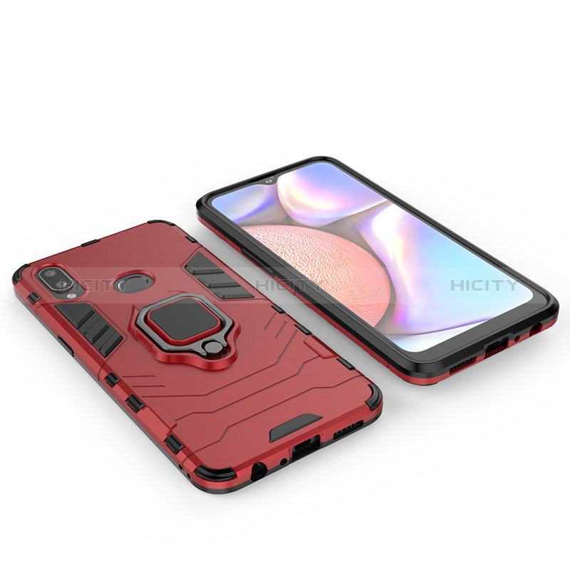 Custodia Silicone e Plastica Opaca Cover con Magnetico Anello Supporto per Samsung Galaxy A10s Rosso