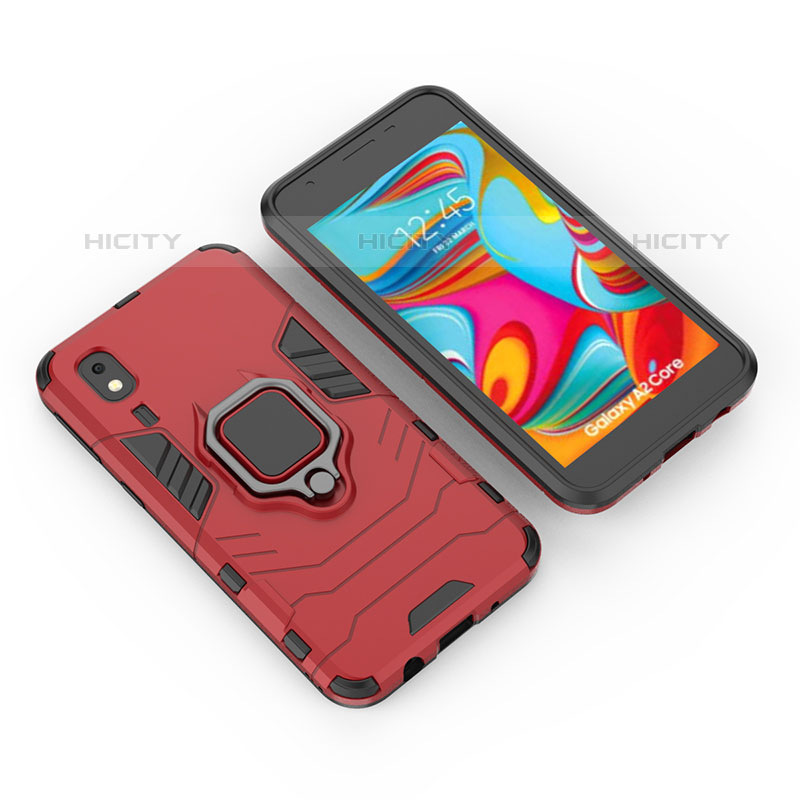 Custodia Silicone e Plastica Opaca Cover con Magnetico Anello Supporto per Samsung Galaxy A2 Core A260F A260G