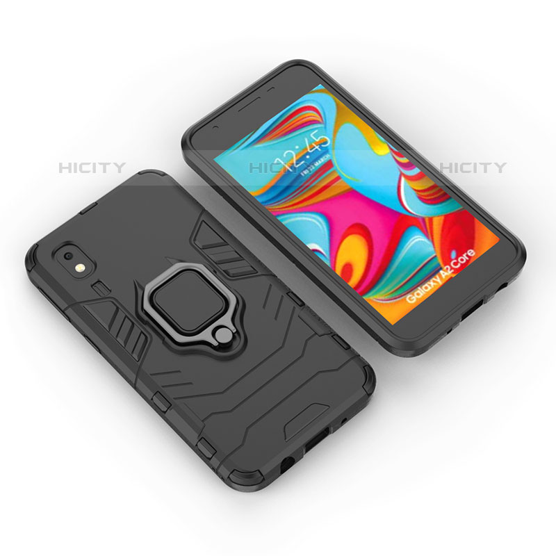 Custodia Silicone e Plastica Opaca Cover con Magnetico Anello Supporto per Samsung Galaxy A2 Core A260F A260G