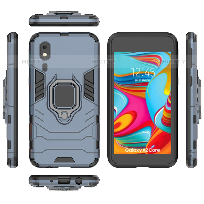 Custodia Silicone e Plastica Opaca Cover con Magnetico Anello Supporto per Samsung Galaxy A2 Core A260F A260G