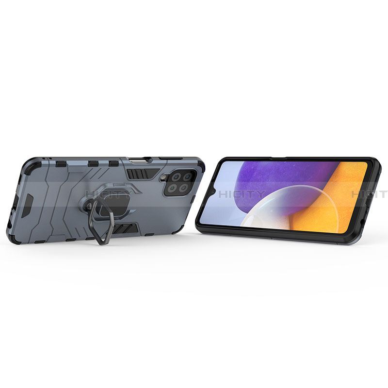 Custodia Silicone e Plastica Opaca Cover con Magnetico Anello Supporto per Samsung Galaxy A22 4G